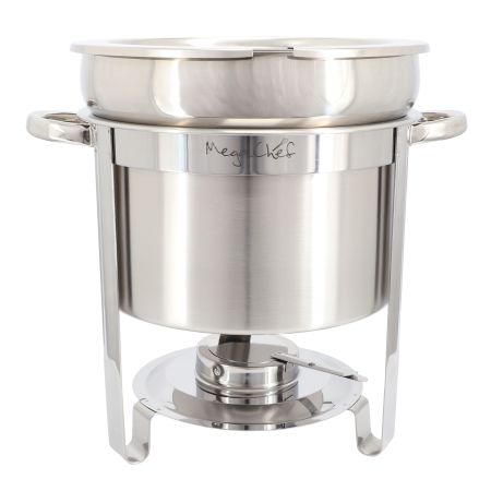 MegaChef 11.6 Quart Round Stainless Steel Professional Soup Chafing Dish in Silver