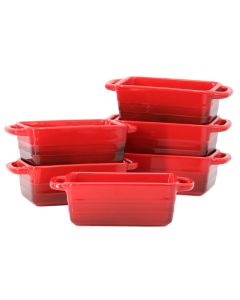 Crock Pot Appleton 6 Piece 12 Ounce Stoneware Mini Loaf Pan Baker Set in Gradient Red